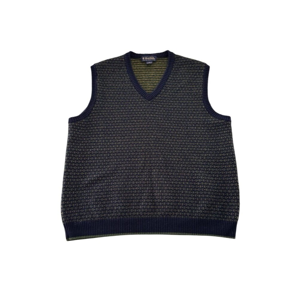 Brooks Brothers Merino Wool Vest XL Extra Fine Italian Birdseye Sweater Vest